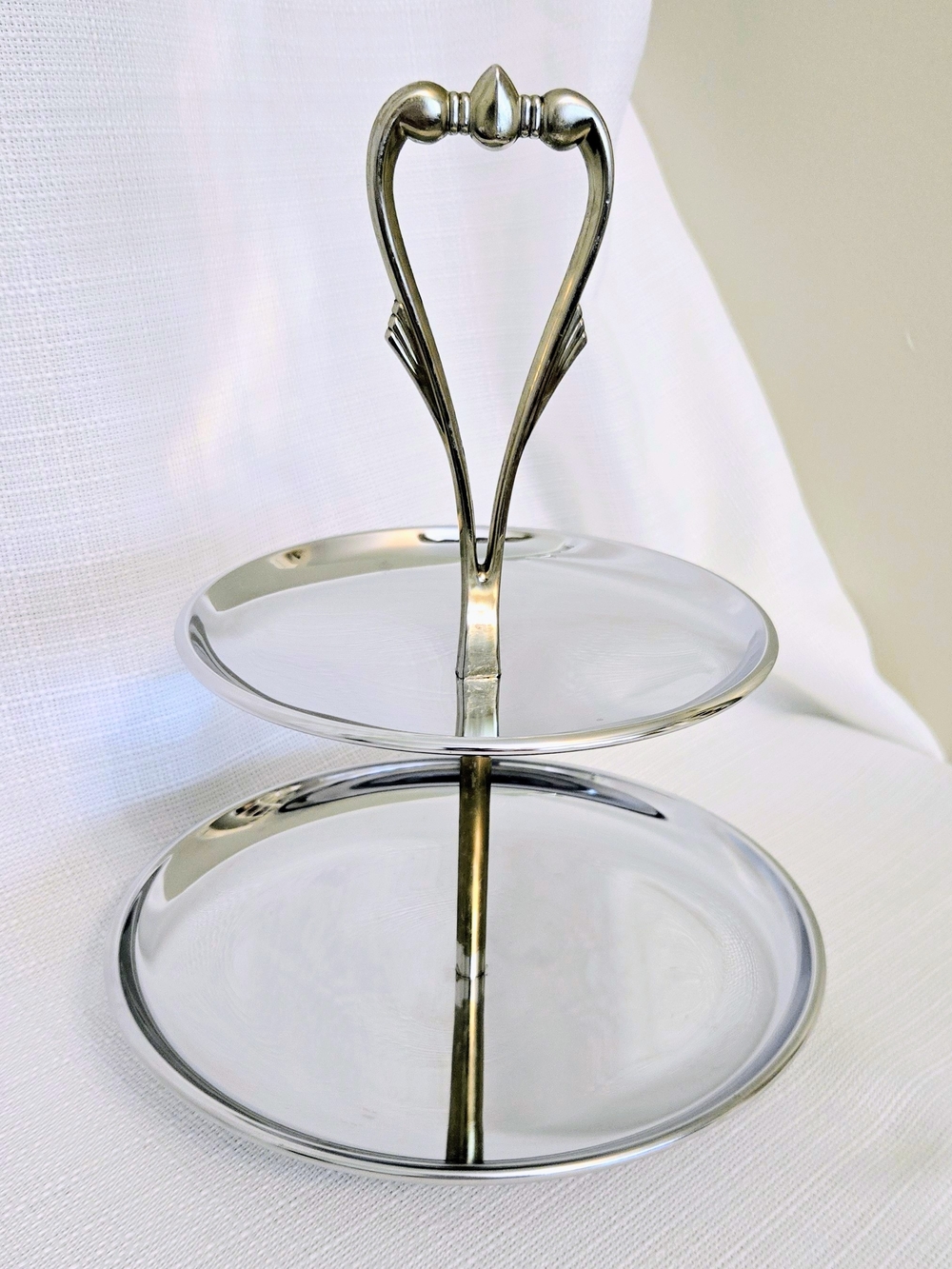 Kromex Two Tier Tidbit Handled Serving Tray Hordeorve Vanity Dresser Makeup
